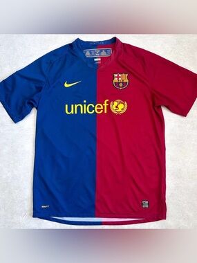 Authentic Nike FC Barcelona 2008/09 Home UNICEF Jersey, Messi Treble Era, Large